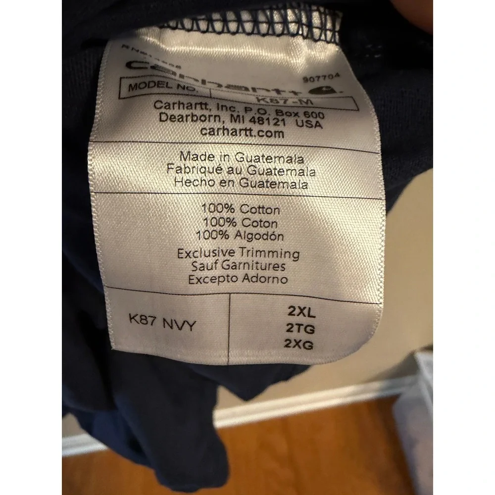 Carhartt K87 Pocket T-Shirt Mens 2XL Navy Blue New Loose Fit Heavyweight Cotton
